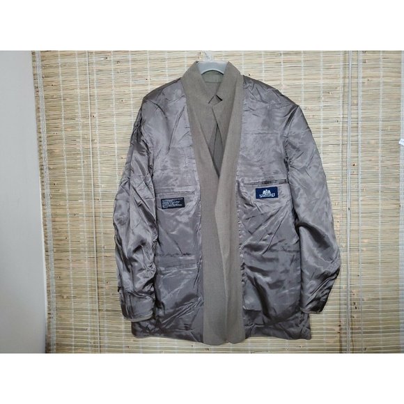 STAFFORD MENS 46R BLAZER BROWN POLYESTER/WOOL TWO-BUTTON ONE-VENT RN#:8709 B-396 - Picture 7 of 11